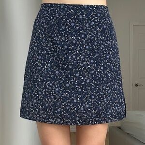 VINTAGE NAVY FLORAL SKIRT WITH BUILT-IN SHORTS